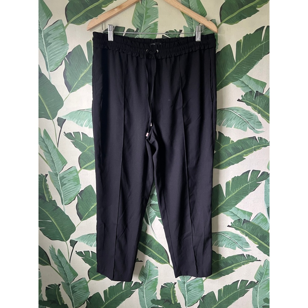Zara Drawstring Tapered Trousers Women Large Black